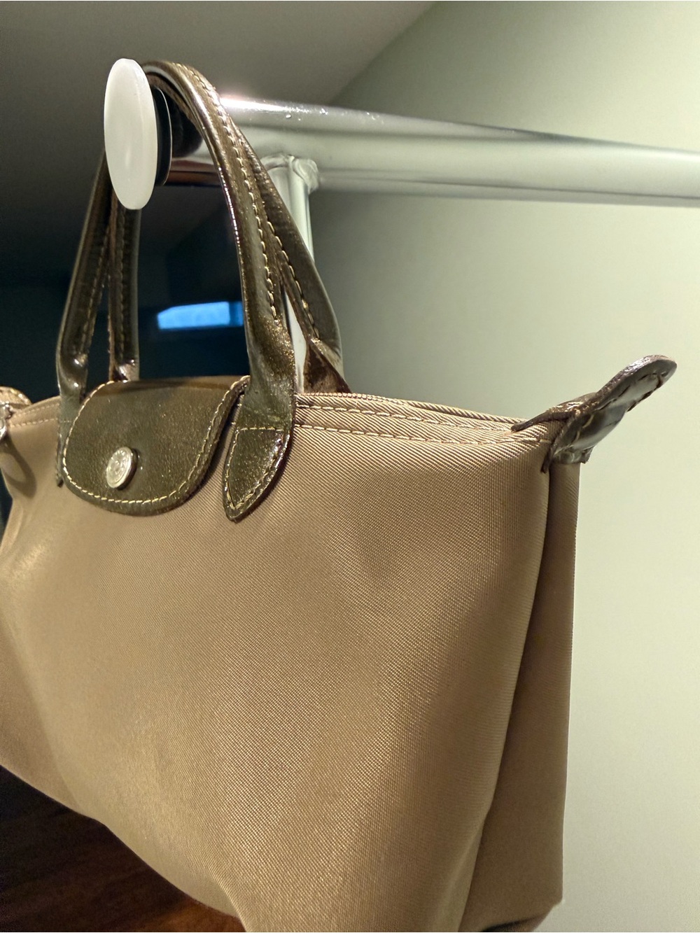 Longchamp Mini Nylon Patent Leather Handbag Made in France Discontinued - Picture 3 of 14